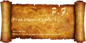 Pratinger Fidél névjegykártya